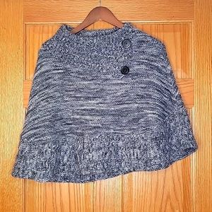 Takeout Grey and Black Button Detail Poncho Sz. OS (XS-L)